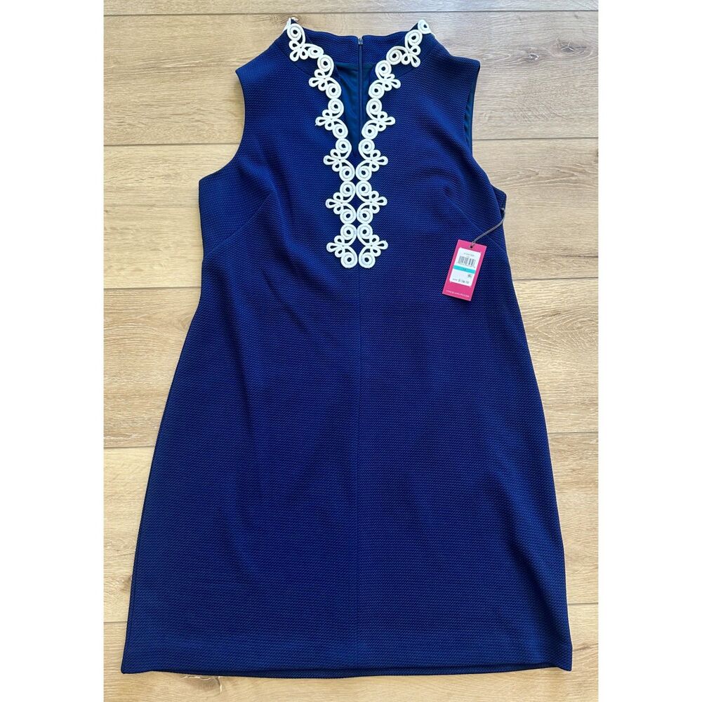 Women's Vince Camuto Sleeveless Dress Embroidered Collar Navy Size 16 NWT!